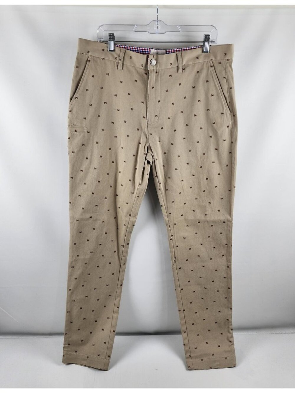 Construct Pants Mens 36x34 Tan Stretch Pants Crab Novelty Print NWT